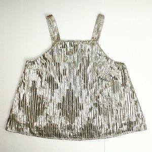 Anthropologie | Maeve Metallic Silver Tank Top